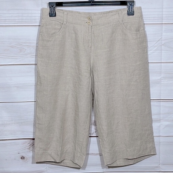 Eileen Fisher Pants - Eileen Fisher Linen Wide Leg Capri Pants Size Petite Medium